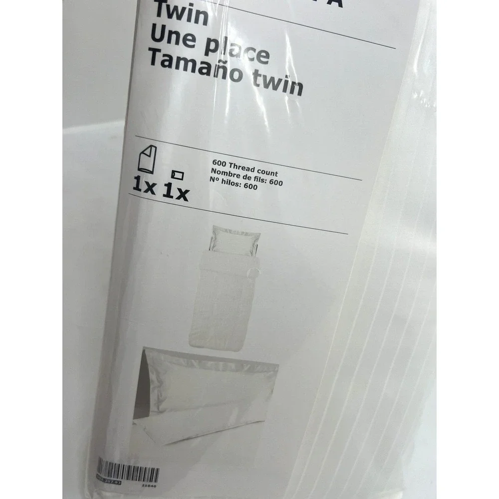 New Ikea Hastskrappa Twin Duvet cover and pillowcase, white 600 Thread count